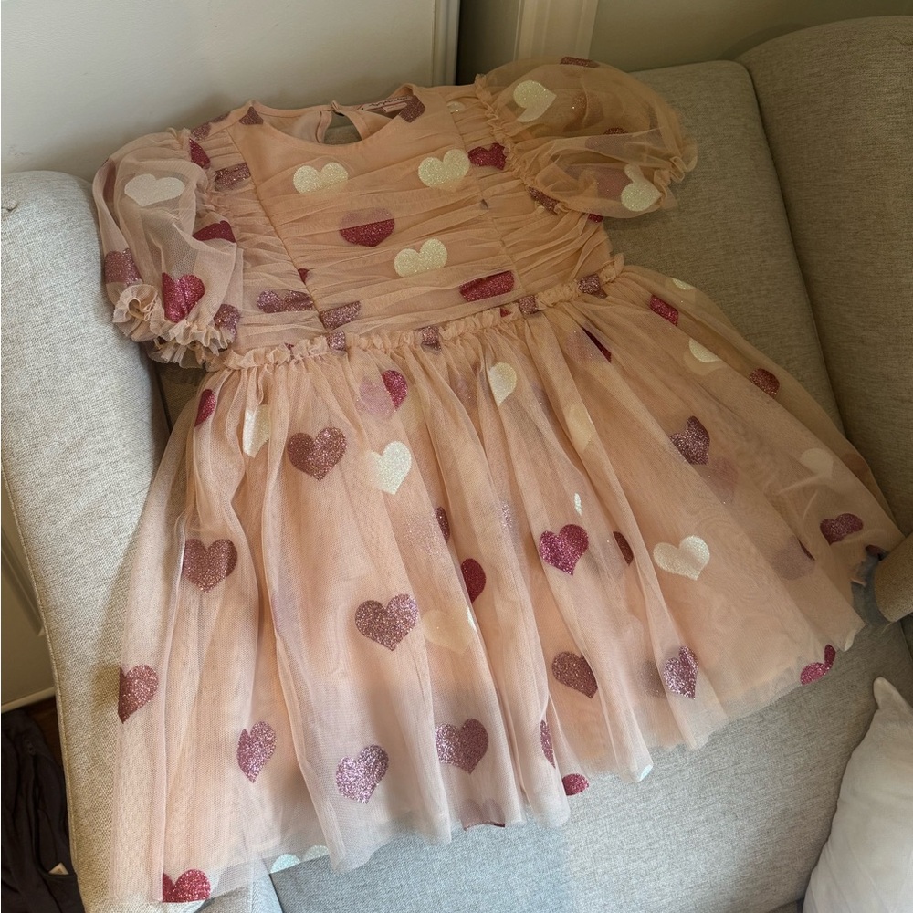 Like new! 3T konges slodj Pink Heart Patterned tutu princess birthday dress